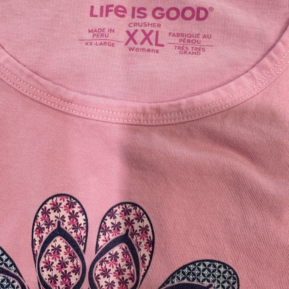 Life Is Good Pink Floral Flip-Flop Graphic Tank - XXL - Picture 3 of 9